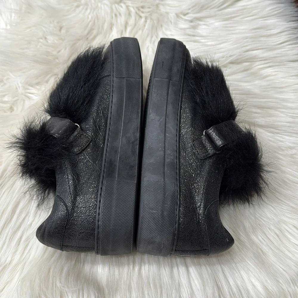 MONCLER Victoire Leather Fur Sneakers